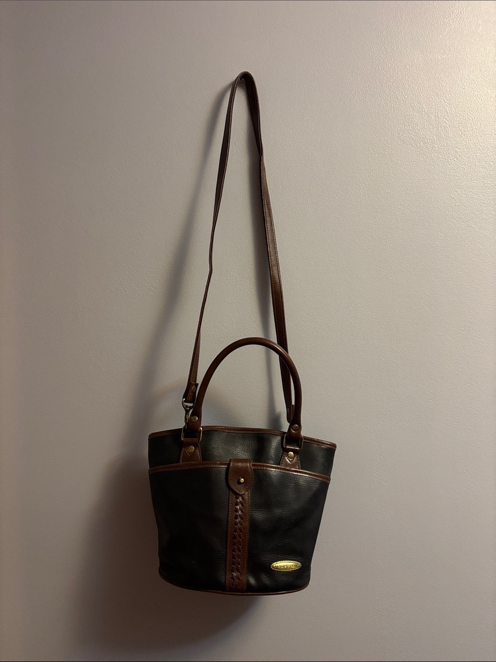 Classic Two-Tone Leather Women’s Tote Bag - Brown